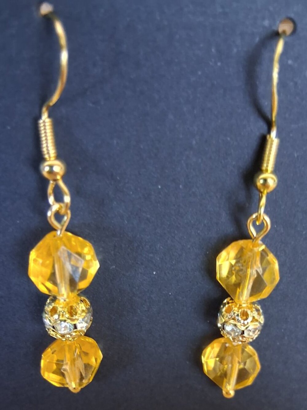 Homemade Yellow glass beads costume earrings